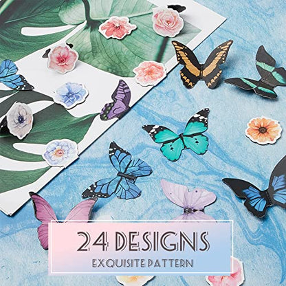 Faccito 24 Pieces Butterfly Magnetic Bookmarks Cute Magnet Page Foldable Page Markers Flower Butterfly Bookmarks Clip for Women Students Book Lovers Reading, Office Christmas Supplies Gifts