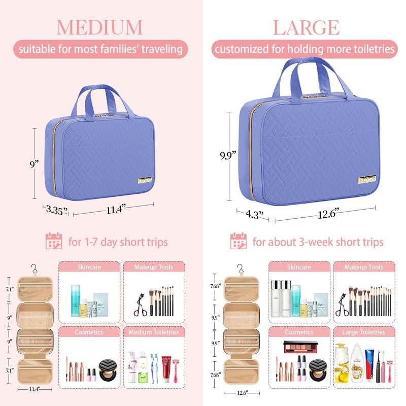 HOTOR Hanging Travel Toiletry Bag Women Men Essentials Aegean-Blue - color: Aegean-Blue, size: Medium
