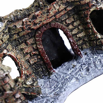 Vctitil Fish Tank Resin Ancient Castle Design Artificial Coral Castle Simulation for Fish Tank Decor Resin Aquarium Ornament Accessories
