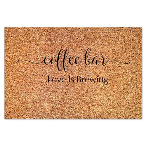 Coffee Bar Love is Brewing Coir Doormat Door Mats Bible Verse Farmhouse Weather Resistant Non Slip Mat for Outdoor Entrance Plain Front Porch 16x24in - color: Style-4, size: 2' x 1'4" (Rectangular)