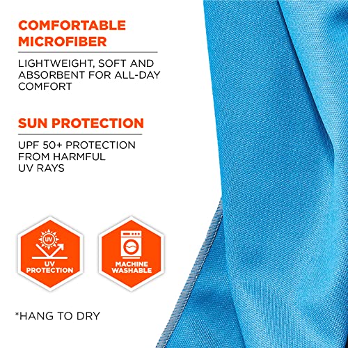 Ergodyne Chill Its 6602MF Cooling Towel, Soft Microfiber Material, UPF 50+,Blue,41" x 9.84" - color: Blue