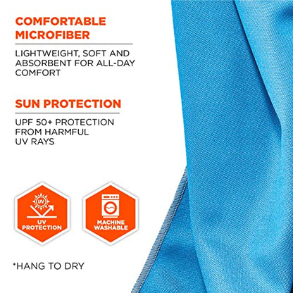 Ergodyne Chill Its 6602MF Cooling Towel, Soft Microfiber Material, UPF 50+,Blue,41" x 9.84" - color: Blue