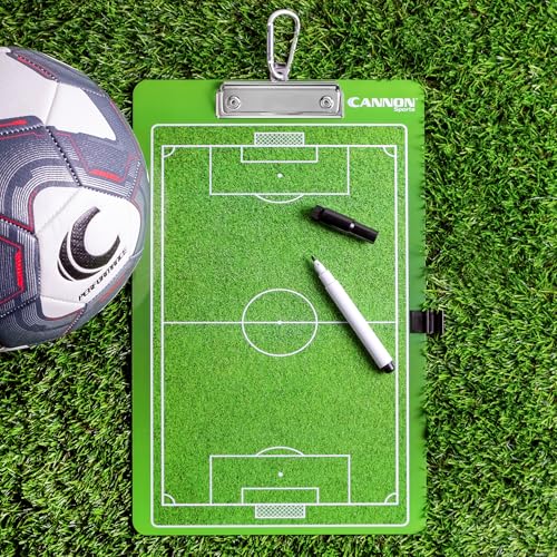 Cannon Sports Dry Erase Coaches Board with Marker - Double-Sided Dry Erase Coaching Board for Baseball, Basketball, Football, Soccer, and Hockey - Perfect for Practices and Games (Soccer) - style: Soccer
