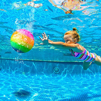 Hiboom 9 Inch Swimming Pool Diving Balls Underwater, Pools Toys Ball with Water Filling Adapter for Underwater Passing, Dribbling, Diving and Pool Games for Teens, Adults(Rainbow Style) - style: Rainbow Style