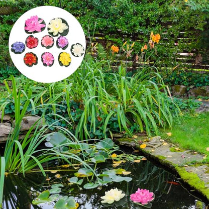 Luxshiny 10pcs Realistic Eva Floating Lotus Flowers Pool Decorations Artificial Water Lilies for Garden Pond Wedding Aquarium Display
