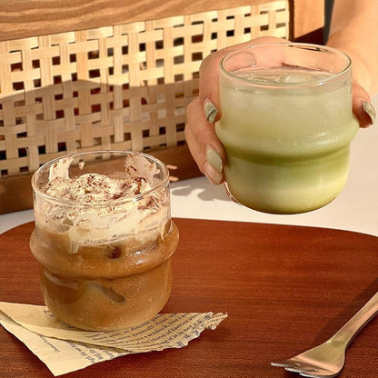 2 pcs Borosilicate Tumblers, Coffee Cup Milk Cup, Clear, 250ml, Heat Resistant Hot and Cold Water Drinking Jar U-yd - color: Clear/White
