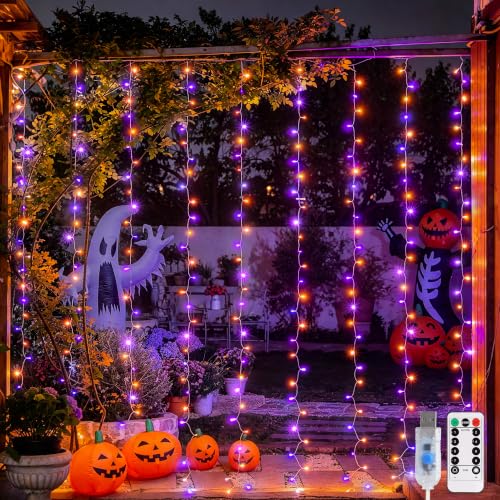 JMEXSUSS 200 LED USB Plug in Orange and Purple Halloween Lights - color: Orange and Purple, size: 200 LED