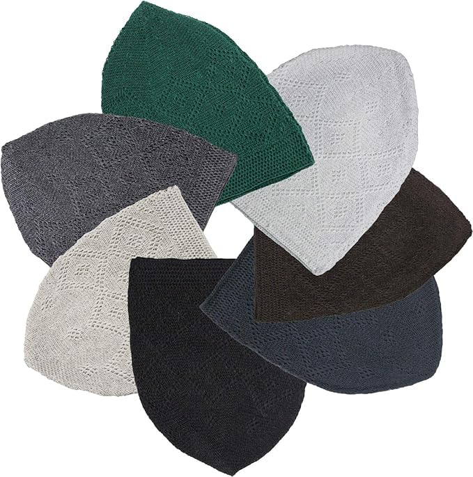 Kufi Hat for Men, Islamic Muslim Prayer Cap, Breathable Cotton Skull Cap, Traditional Taqiyah Takke, Crochet Cap - color: Green