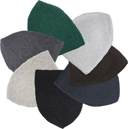 Kufi Hat for Men, Islamic Muslim Prayer Cap, Breathable Cotton Skull Cap, Traditional Taqiyah Takke, Crochet Cap - color: Green