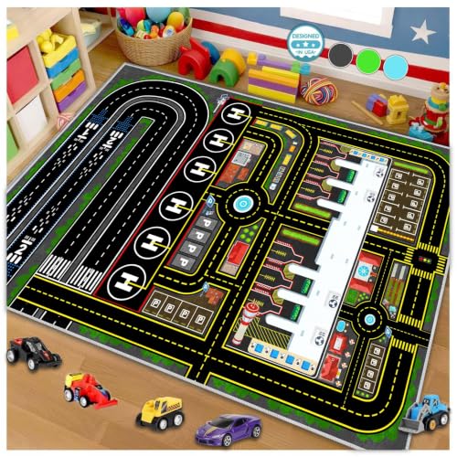 Kids Airport Rug for Boys Playroom Airplane Playmat for Play Toy, 47''x71'' Airport Parking Track Rug Carpet for Playroom Classroom Kids Room, Play Floor Mat Great Gift for Boy Girl. - color: Grey, size: 3'11'' x 5'11'' (Rectangular)