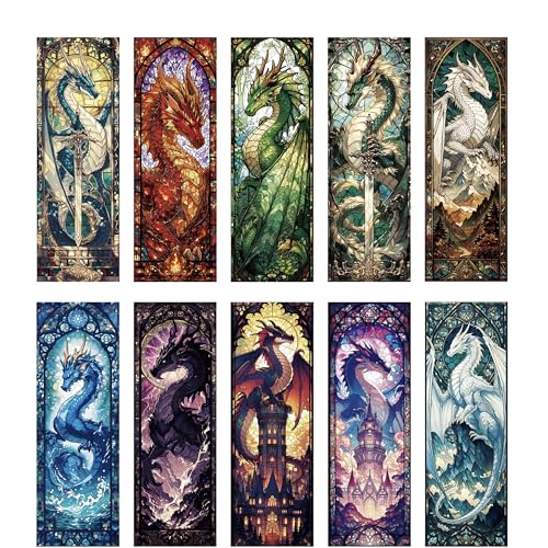 Fantasy Dragon Bookmark Gifts - Cool Fourth Stained Glass Bookmarks - style: Cool Dragon