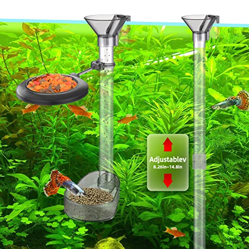 Shrimp Feeding Dish Set, Shrimp Feeder Tube Kit for Fish Tank(15" | Clear Durable, Simple Installation, Keep Water Clean, Shrimp Feeding Tube with Feeding Ring & Cleaning Brush