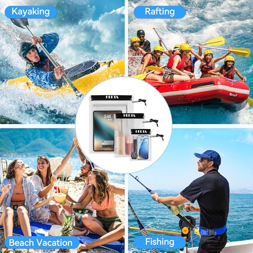 HEETA 5-Pack Clear Waterproof Dry Bag Pouch Document Holder for Phone Maps | Water Tight Case for Camera Document, Screen Touchable for Boating Kayaking Paddle Board Swimming Beach Waterpark Fishing - color: Black