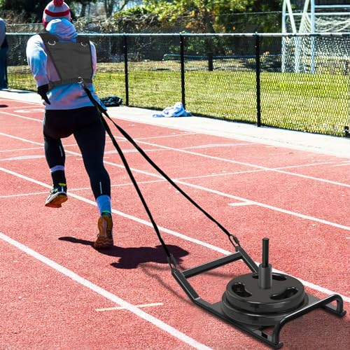 Dolibest Weight Sled, Fitness Sled, Workout Sled for Fitness Strength Training and Speed Improvement, Push-Pull Prowler Training, Suitable for 1-2" Weight Plates, Black - color: Black Pull-Push Sled-3