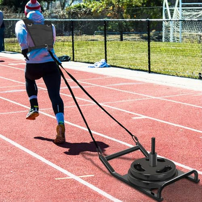 Dolibest Weight Sled, Fitness Sled, Workout Sled for Fitness Strength Training and Speed Improvement, Push-Pull Prowler Training, Suitable for 1-2" Weight Plates, Black - color: Black Pull-Push Sled-3