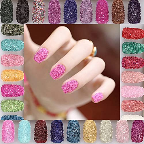 Nail Art 3D Caviar Beads Mini Metal Ball Gold Studs and Silver Micro Steel Beads - color: One Caviar Beads+One Metal beads+Two Metal Studs
