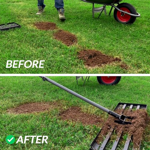 Walensee Lawn Leveling Rake, 30"x10" Leveler with 7FT Handle for Soil | 30X10 Inch Steel Head, Topdressing Spreader, Soil Sand Leveling, Secure Screw Lock Handle, Lawn Repair, Backyard Landscaping - size: 7FT 30"x10"
