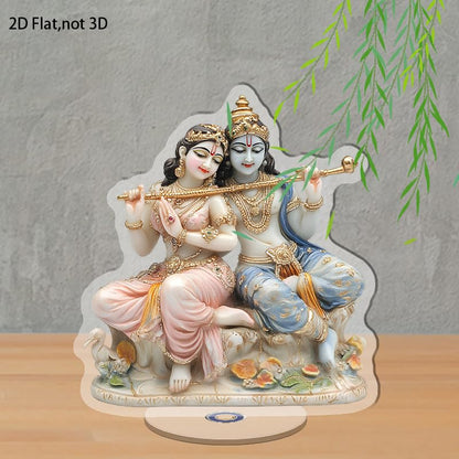 YLUYINOM 2D Flat Acrylic Display Plaque, Divine Radha and Krishna Figures On A Decorative Base with Intricate Jewelry and Serene Expressions. Rotatable, with Base - color: Picture 22