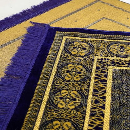 Muslim Prayer Rug, Soft Plush Thin Islamic Prayer Mat, Janamaz, Sajada, Praying Carpet, Islamic Gift for Men & Women, Islamic Ma, Eid & Ramadan Gift with Prayer Beads, 26x43 inch, Sky Blue - color: Diriyah / Skyblue