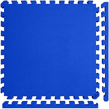 Meister X-Thick 1.5" Interlocking EVA Foam Mats - BL - 25 Tiles (100 Sqft) | Extra-thick 2X cushioning w/ anti-slip grip. 2' x 2' puzzle mats for wrestling, MMA, gymnastics, home gyms and play areas - color: Blue, size: 25 Tiles (100 Sqft)