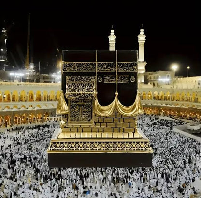 Islamic Kaba Replice Model,Muslim Turkish Home Table Decorations,Islamic Ramadan Showpiece,Golden Black Islamic Prayer House Model,Eid Ramadan、umrah Gift (Golden Black) - color: Golden Black
