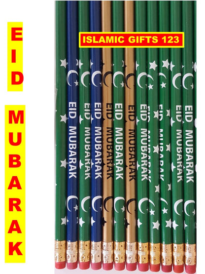100 Pcs Eid Mubarak Pencils Ramadan Gifts Ramadan Silicone Bracelets Eid Mubarak Party Decorations Gifts for Muslims Ramadan Favors Ramadan Decor (Eid Pencils) - style: Eid Pencils