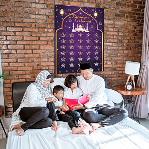 Ramadan Calendar 2025 Ramadan Decorations for Home Eid Activities for Kids Reusable Ramadan Decor Eid Mubarak Poster Ramadan Advent Calendar Decorations for Home Wall