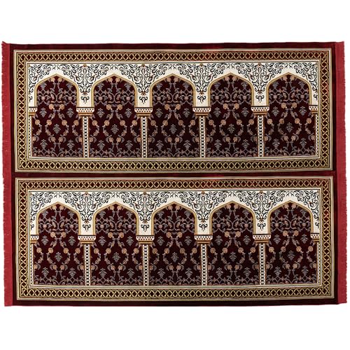 Modefa Turkish Islamic Prayer Rug - Multi Person Janamaz Sajada for Family or Large Gathering & Group Praying Carpet - Wide Velvet Praying Mat (10 Person: 94.4in x 118in)
