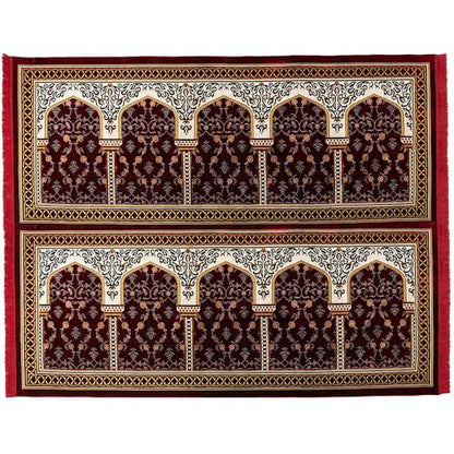 Modefa Turkish Islamic Prayer Rug - Multi Person Janamaz Sajada for Family or Large Gathering & Group Praying Carpet - Wide Velvet Praying Mat (10 Person: 94.4in x 118in)
