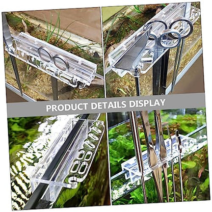 DOITOOL Acrylic Aquarium Tool Holder Multiple Storage for Plant Maintenance Wall-Mounted Organizer for Fish Tank Cleaning Tools and Accessories