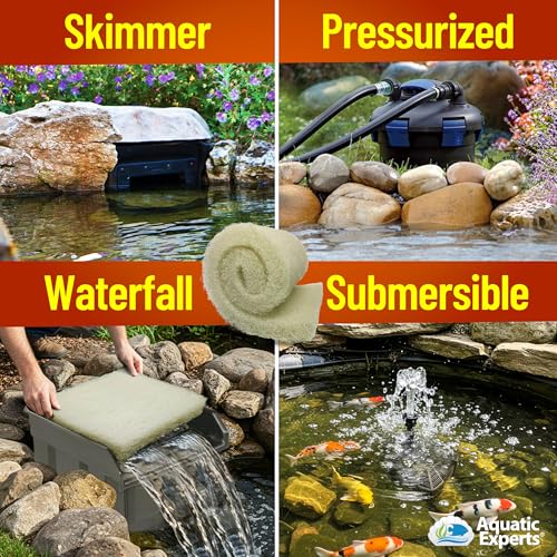 Aquatic Experts Cream COARSE Pond Filter Pad - 2 inch Thick - Bulk Roll Water Garden Filter Pond Media - Made in USA, (2 inch by 24 inch by 56 inch) - size: 24" x 56"