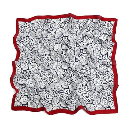 STARWHISPER 27" Square Head Scarf for Women Silk Feeling Satin Scarf Women Fashion Silk Scarf for Wrapping Hair - color: Rose World2