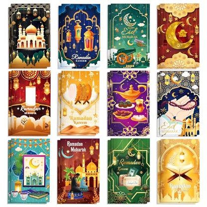 OXYLIPO 24Pcs Ramadan Mini Pocket Notepads - Moon, Mosque, and Star Pattern Lined Memo Notebooks for Eid Mubarak Party Gifts, School Classroom Rewards, Daily Memo Jotting, Islamic Holiday Activities