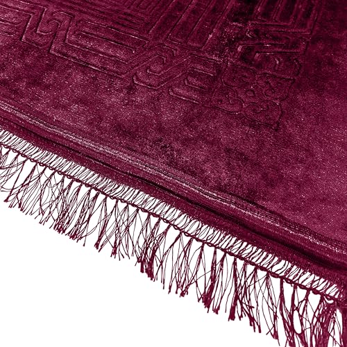 Empire Home Islamic Prayer Rug Oversized Soft Thick Plush Musalla Mat - for Men Women Childred - سجادة صلاة (Burgundy) - color: Burgundy