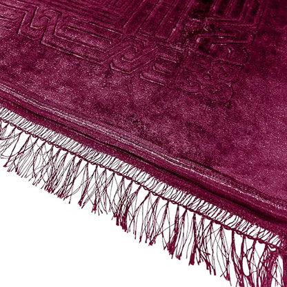 Empire Home Islamic Prayer Rug Oversized Soft Thick Plush Musalla Mat - for Men Women Childred - سجادة صلاة (Burgundy) - color: Burgundy