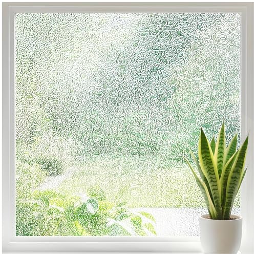 Frosted Glass Window Privacy Film with Ice Vein, 35.4'' x 78.7'' | Non Adhesive, Removable Static Cling, UV Blocking, Decorative Frosting for Kitchen, Bedroom, Office, or on Doors, Pure - color: 01 - Ice Vein Frosted, size: 35.4 x 78.7 Inch