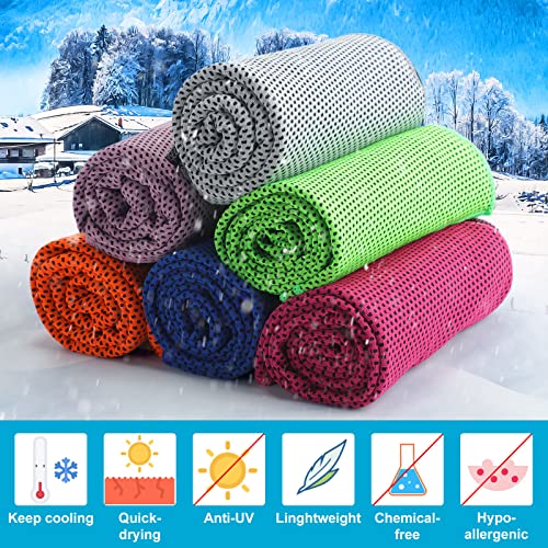 Honoson 20 Packs Cooling Towel Ice Towel Microfiber Sports Towel Breathable Chilly Towel with Bag Wet Towel for Neck Men Women Stay Cool Yoga Gym Golf Workout Travel Camping Beach Accessories - size: 35 x 12 Inch