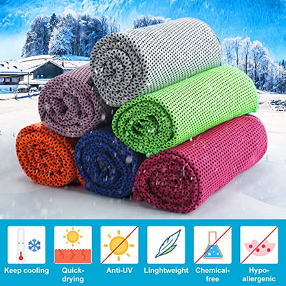 Honoson 20 Packs Cooling Towel Ice Towel Microfiber Sports Towel Breathable Chilly Towel with Bag Wet Towel for Neck Men Women Stay Cool Yoga Gym Golf Workout Travel Camping Beach Accessories - size: 35 x 12 Inch