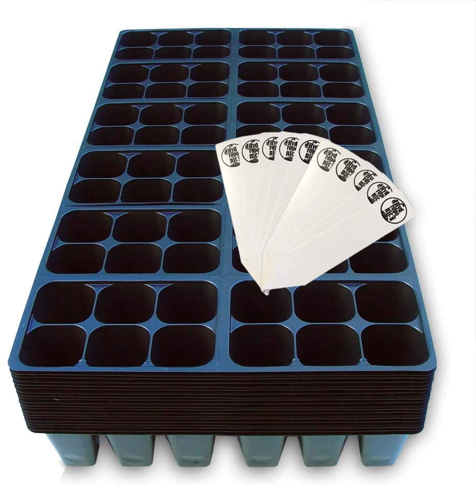Seed Starter Tray, 1440 Cells (240 Trays - 6 Cells Per Tray) + Plant Stakes - size: 240 Trays (1440 Cells)