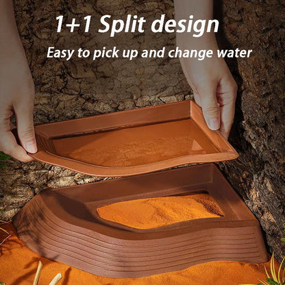3PCS Tortoise Water Bowls with Ramp Leaf Tortoise Food Dish Reptile Food Water Bowls Reptile Bathing Pool Aquarium Ornament for Gecko, Snake, Turtle, Bearded Dragon, Lizard Small - size: Small