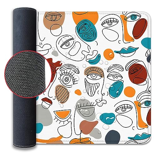 Abstract Face Desktop Mouse Pad Large - Cartoon Desk Mat for Keyboard and Gaming - Cute Office Home Work Mousepad (27.5X11.8 in) - color: Art Face