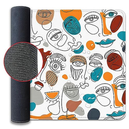 Abstract Face Desktop Mouse Pad Large - Cartoon Desk Mat for Keyboard and Gaming - Cute Office Home Work Mousepad (27.5X11.8 in) - color: Art Face