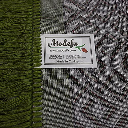 Modefa Turkish Islamic Prayer Rug - Large Gathering & Group Praying Carpet - Wide Plush Velvet Praying Mat - Multi Person Muslim Janamaz Sajada for Family - 8 Person (Green #2) - color: Green #2