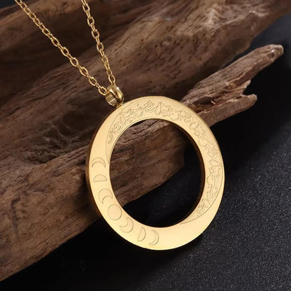 Stainless Steel Islamic Muslim Ayatul Kursi Sun and Moon Totem Necklace Women Fashion Religious Ramadhan Jewelry - color: golden