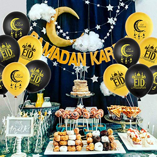 Eid Mubarak Latex Balloons - 20 Balloons - With Festive Print - Celebrate With Friends & Family