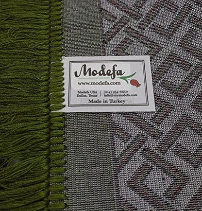 Modefa Turkish Islamic Prayer Rug - Multi Person Janamaz Sajada for Family - Large Gathering & Group Praying Carpet - Wide Plush Velvet Praying Mat (Geometric Green - 4 Person) - color: Geometric Green - 4 Person