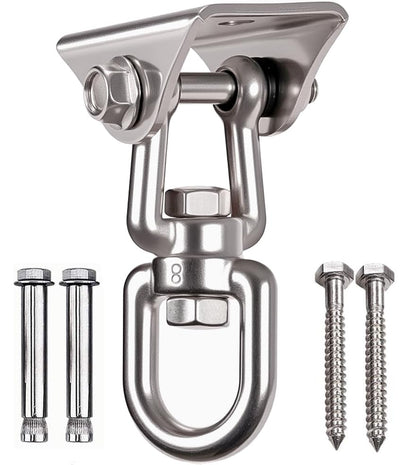 Heavy Duty 360° Swivel Swing Hanger, Stainless Steel Hammock Hook for Ceiling Wooden Porch Swing Hanging kit Playground Gym Rope Boxing Bag Hammock Chair Yoga Mount 1000 lb Capacity - style: 1 Pack-360° Swivel Hook