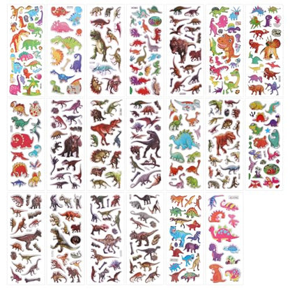 20 Sheets Puffy 3D Kids Dinosaur Stickers Cartoon & Real Dinosaur Sticker | Adorable Animal Themed Party Supplies for Journal Water Bottle Scrapbooking Laptop Classroom DIY Craft Decoration - style: Dinosaur Style