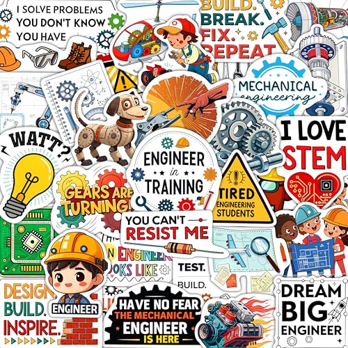 100Pcs Engineering Stickers for Laptop, for Water Bottle - Engineering Gifts & Party Supplies - Engineer Stickers - Gift for Women & Men - color: Engineering Stickers