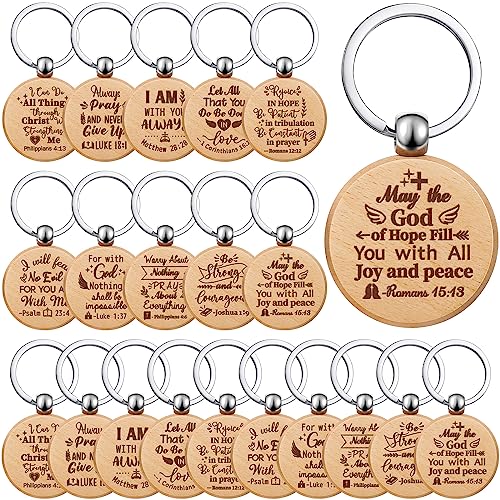 Chunful 50/100Pcs Christian Bible Verse Religious Keychain Bulk - style: Round